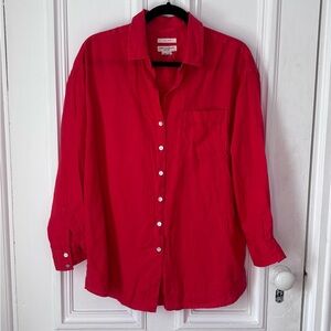 Women’s Christian Siriano Long Sleeve Button Front 100% Linen Shirt Size Small